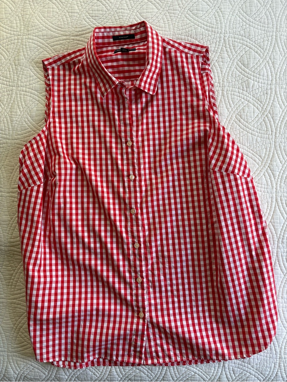 Gingham Blouse 18 Lands End Like New Red and White Americana - Picture 3 of 9